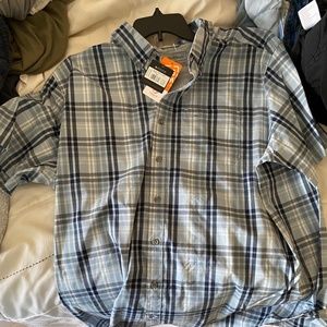 Eddie Bauer Men’s Voyager Blue striped shirt 2XL Tall 2XLT